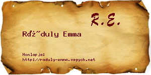 Ráduly Emma névjegykártya