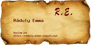 Ráduly Emma névjegykártya